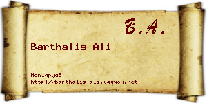 Barthalis Ali névjegykártya